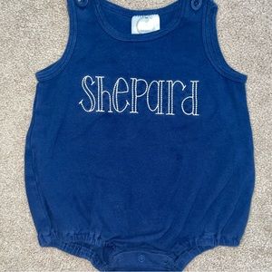 Navy Cotton Monogrammed Bubble